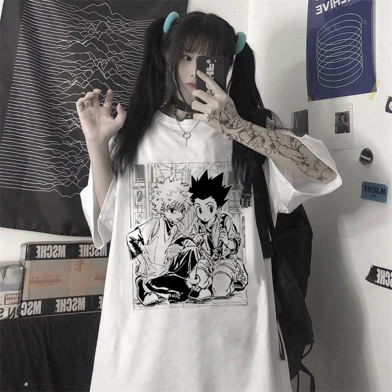 Y2k Women T-shirts Kawaii Tops Hunter X Hunter Tshirt Killua Zoldyck Anime T-shirt Short Sleeve Manga Tee Shirt Female Clothes