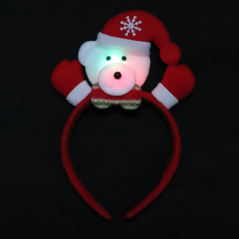 Muñeco de nieve rojo, diadema con luz LED, muñeco de nieve, alce, diadema de Papá Noel, cómoda diadema LED de Navidad, regalo de Año Nuevo