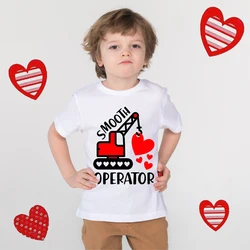 Smooth Operator Tractor Baby Valentine's Day Shirts Construction Valentines Boy Short Sleeve Shirt Toddler Valentine Cute TShirt