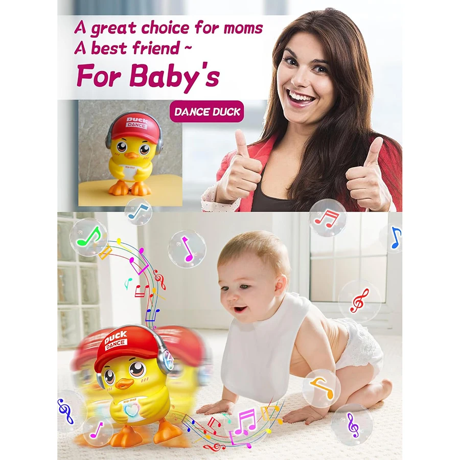 Música dança pato brinquedos com música leve para crianças bebê rastejando dança brinquedo musical para crianças brinquedos interativos musicais do bebê