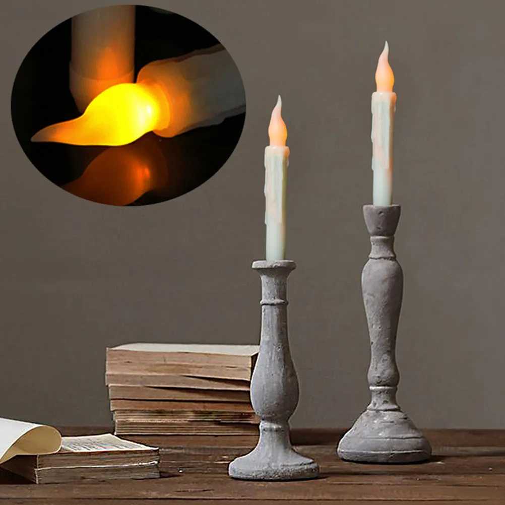 

6pcs LED Electronic Candles Flickering Flameless Taper Lamps Safe Night Light Halloween Wedding Birthday