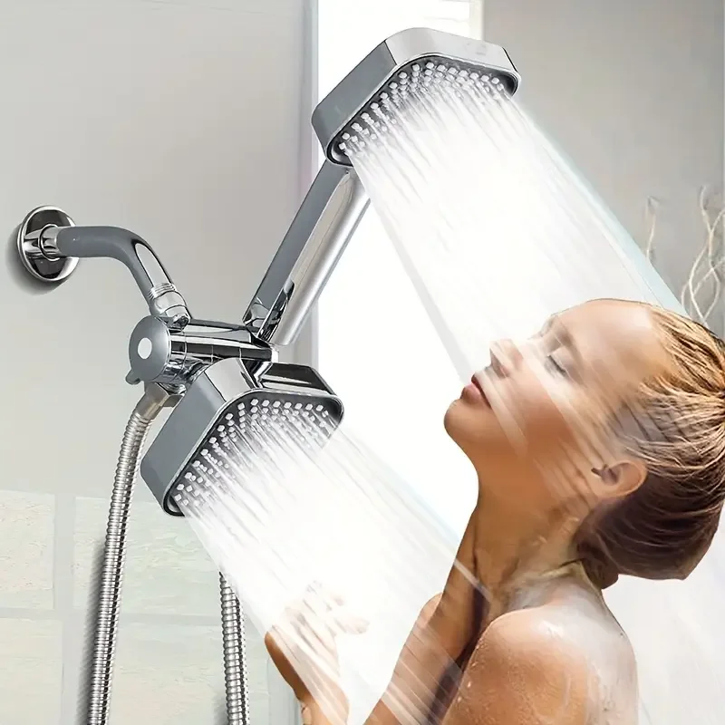 Square Small Hanging Head 2in1 Handheld Shower Set With Bracket Three-way Water Distributor Explosion-proof Hose Square Set