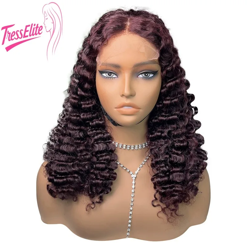 جودة عالية 5x5 الدانتيل الجبهة 99j #   شعر مستعار بشري مجعد بمظهر طبيعي وملمس ناعم بكثافة 200% ريمي عذراء برازيلي