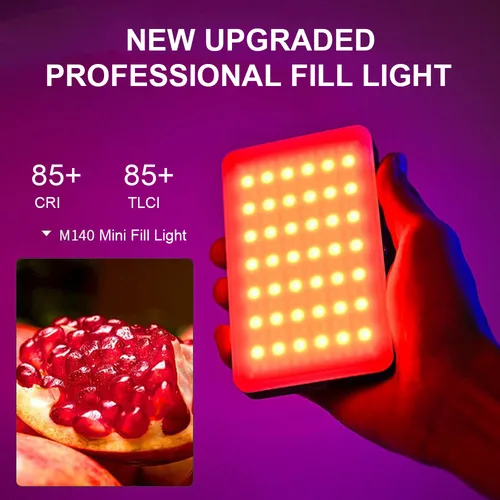 Imagen 2 del producto Luz LED RGB para vídeo, luz de relleno para teléfono, linternas portátiles recargables, 2000MAh, 3 modos ajustados, 2700-6500K, iluminación portátil para selfies