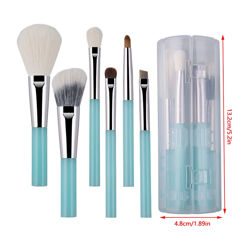 Mini 6pcs Makeup Brush Set With Storage Bucket Makeup Tool Soft Powder Brush Eye Shadow Lip Portable Halo Dye Brush Travel