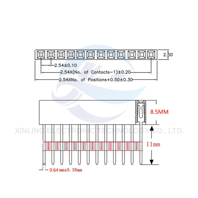 10pcs 1X2/3/4/6/8/10/15 Pin 2.54MM Stackable Long Legs Femal Header For Arduino Shield Stlxy