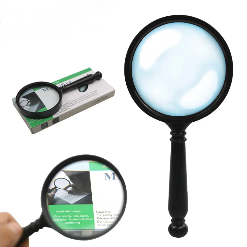 

10X Handheld Optical Lens Magnifier 80Mm Round Handle Magnifying Glass Loupe for Antique Jade Jewelry Newspaper Book Reading