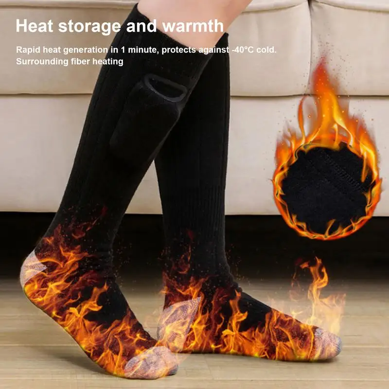 Heated Socks For Hunting Elastic Warm Electric Socks 3-levels Temperature Adjustment Foot Warmer Long Heating Socks Waterproof