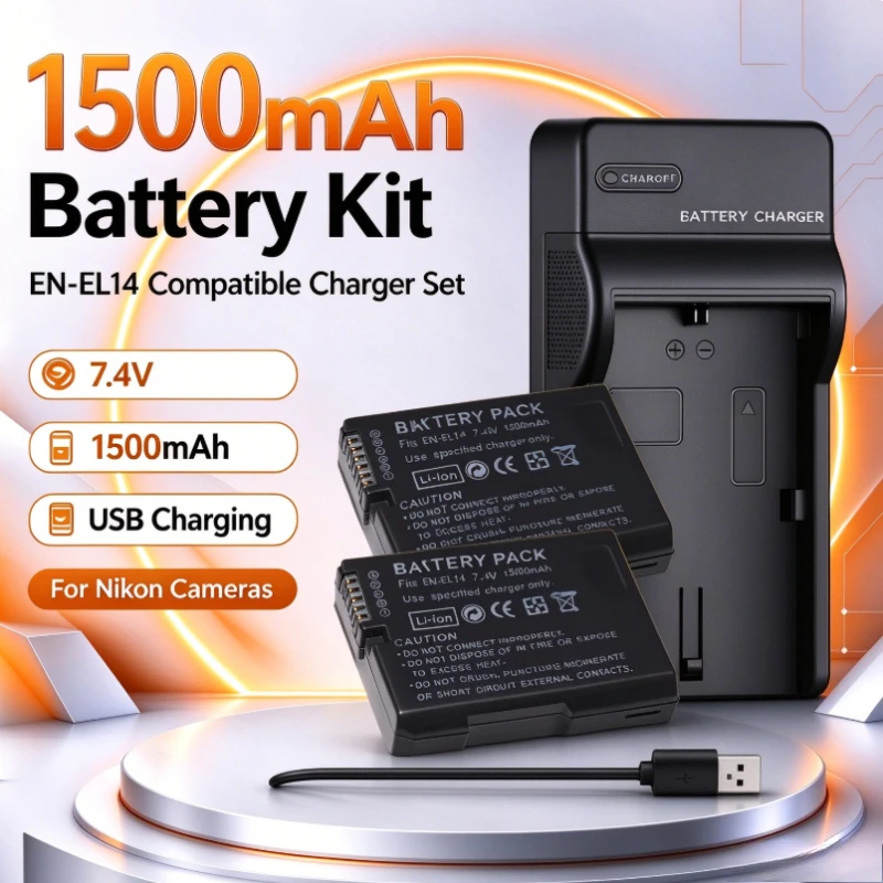 1500mAh EN-EL14 EN-EL14a Battery+Charger For Nikon P7000 P7100 P7800 P7700 D3100 D3200 D3300 D3400 D3500 D5600 D5100 D5300 D5500