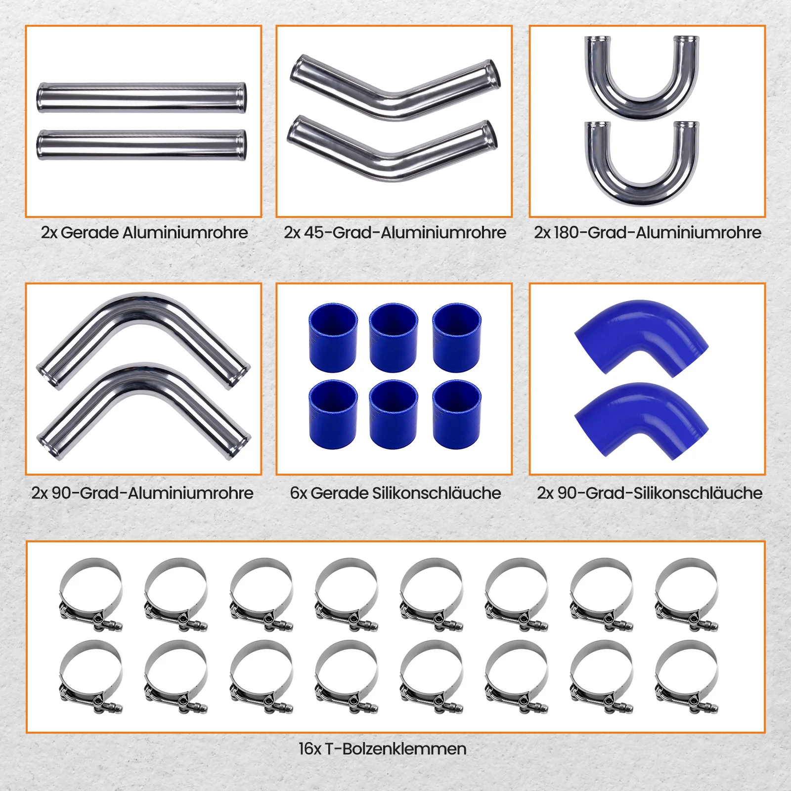 3.0" 600x300x76 Intercooler + Turbo Intercooler Piping Pipe Kits + Hose Kit Uni.