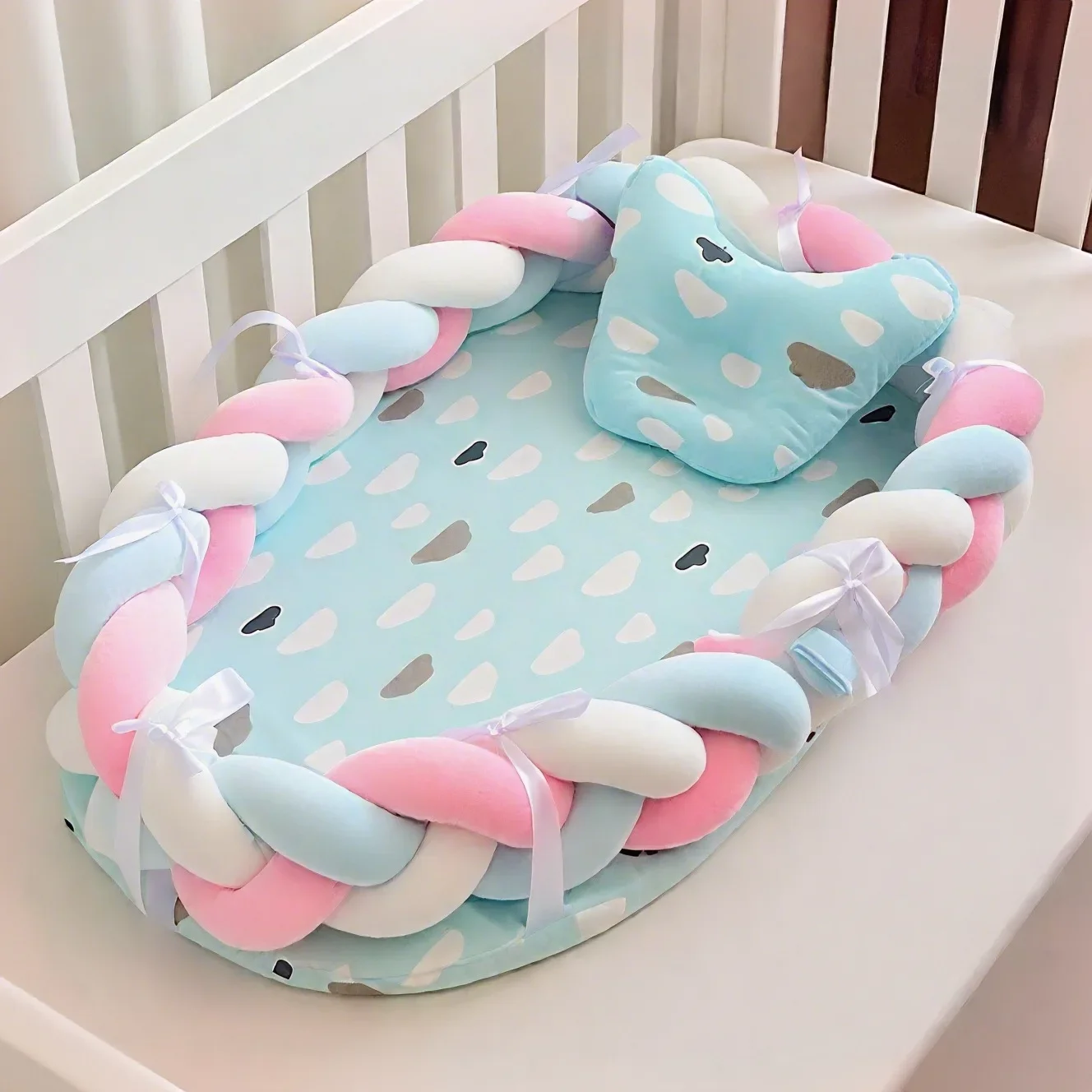 الرضع المشارك سرير عش الوليد طفل السرير مع سياج الوفير سرير الطفل مهد المهد ل مجموعات الفراش النوم الآمنة الهدايا #5