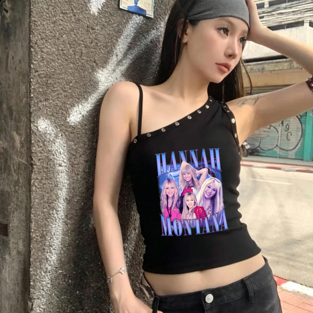 Hannah Montana cropped top female meme manga harajuku anime 2000s t shirt 2000s dollette funny