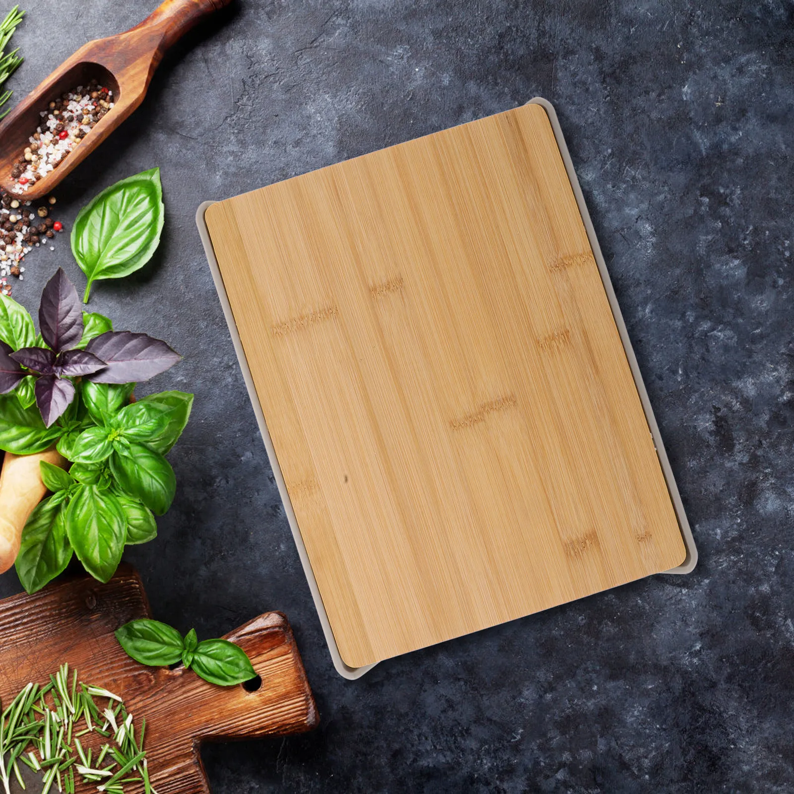 Bamboo Cutting Board Drawer Style Multifunctional Kitchen Fruit Vegetable Chopping Board Wooden Food Prep Tray Storage Slide