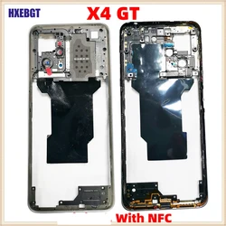 Middle Frame Housing Bezel For Xiaomi Poco X4 GT With NFC Back Faceplate Front Frame Chassis + Volume Buttons Parts