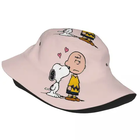 해변 모자를 쓰고 있죠 땅콩 만화 캐릭터 상품 버킷 모자 귀여운 남여 공용 스누피 키스 찰리 브라운 태양 모자
