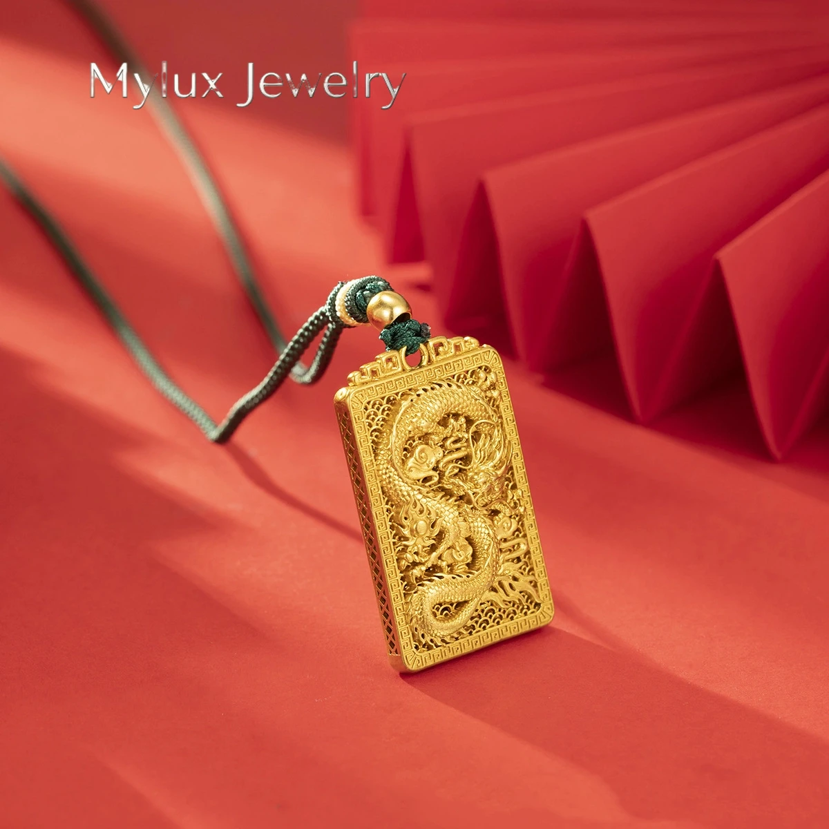 Mylux Jewelry 9999 24K real gold dragon teng domineering pendant ancient method golden national style divine beast totem jewelry