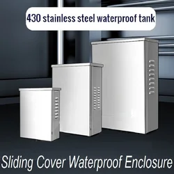 Outdoor 430 Stainless Steel Waterproof Enclosure Push-pull Sliding Cover Waterproof Case Rainproof Box Electrical Enclosure Case