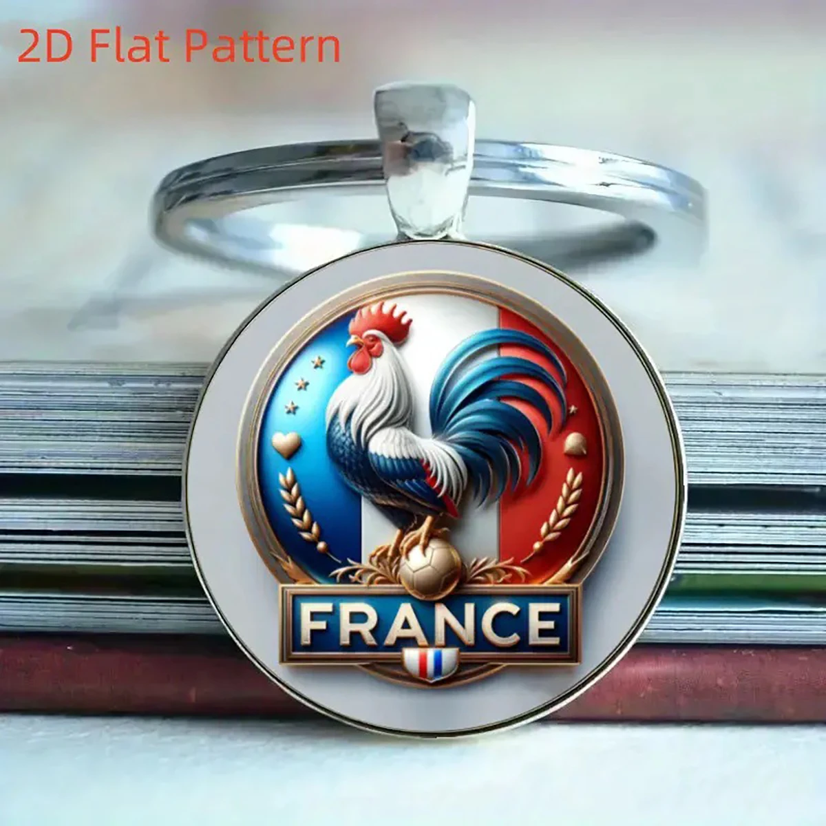 New French Rooster Pattern Alloy Round Keychain Anniversary Gift Accessory Keychain for Friends and Family
