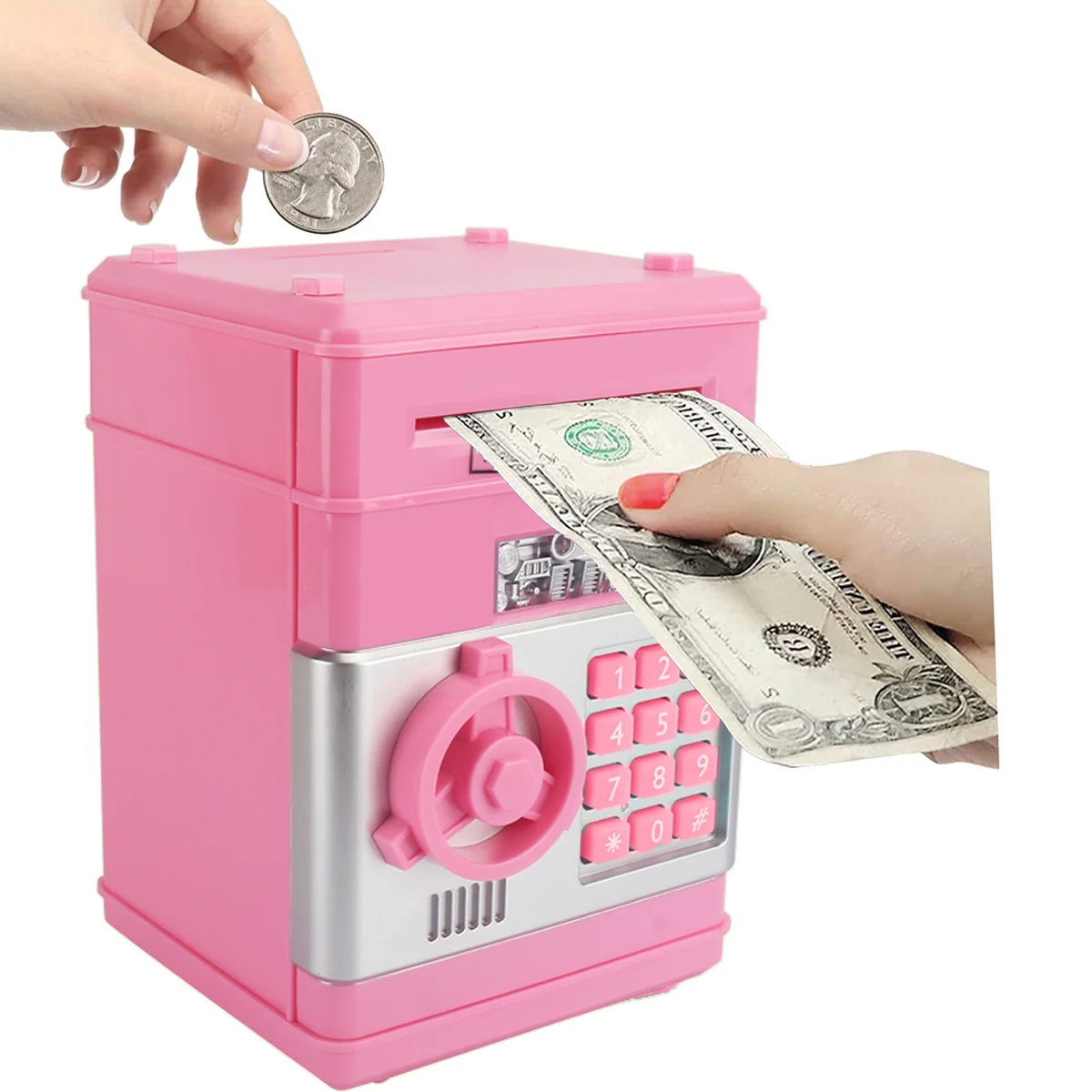 Kids Money Bank, Electronic Password Piggy Bank Mini ATM Cash Coin Money Box for Kids Birthday Toy for Children，ATM Banks Box