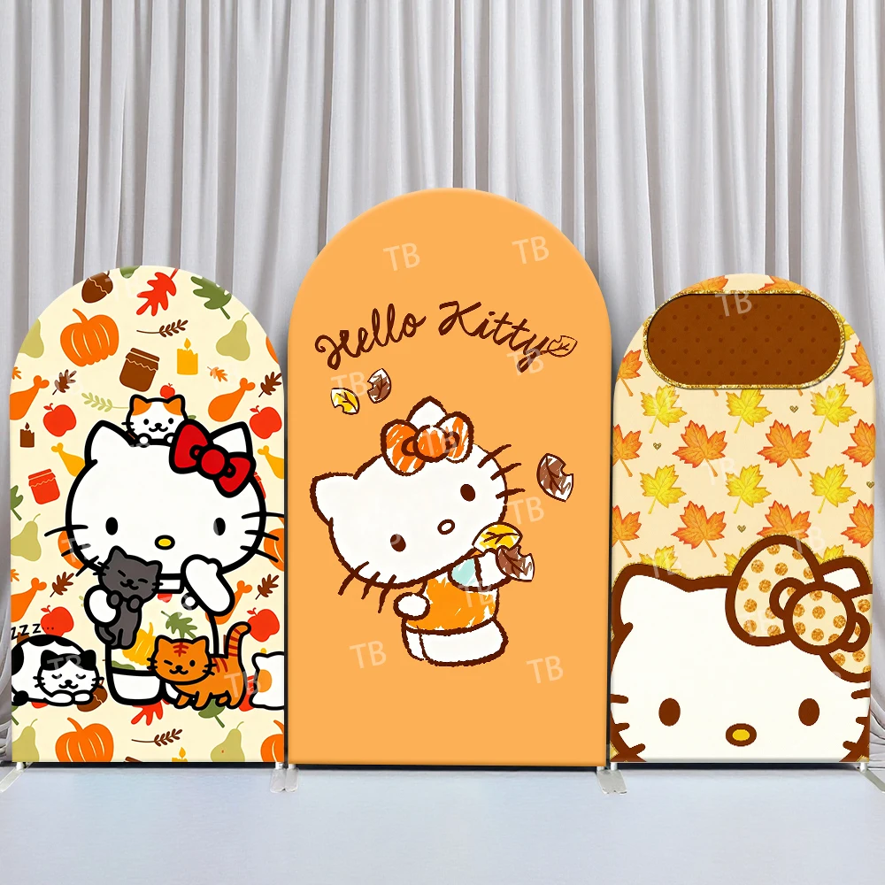 

Sanrio Hello Kitty Autumn Harvest Style Arch Backdrop Cover Cozy Festive Scene For Kids Birthday Baby Shower Photo Booth Decor