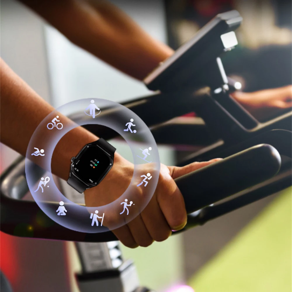 男性用スマートウォッチ,1.96インチ,ブルーの防水スマートウォッチ,通話,スポーツ,フィットネス,心拍数,音楽再生,NFC,ファッション,新しい