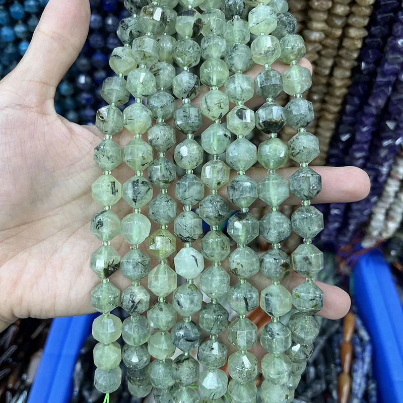 Natural11x12mmLabradorite Citrine sun stone Prehnite Faceted Loose Spacer For Jewelry Making DIY Necklace Bracelet Blue Sodalite