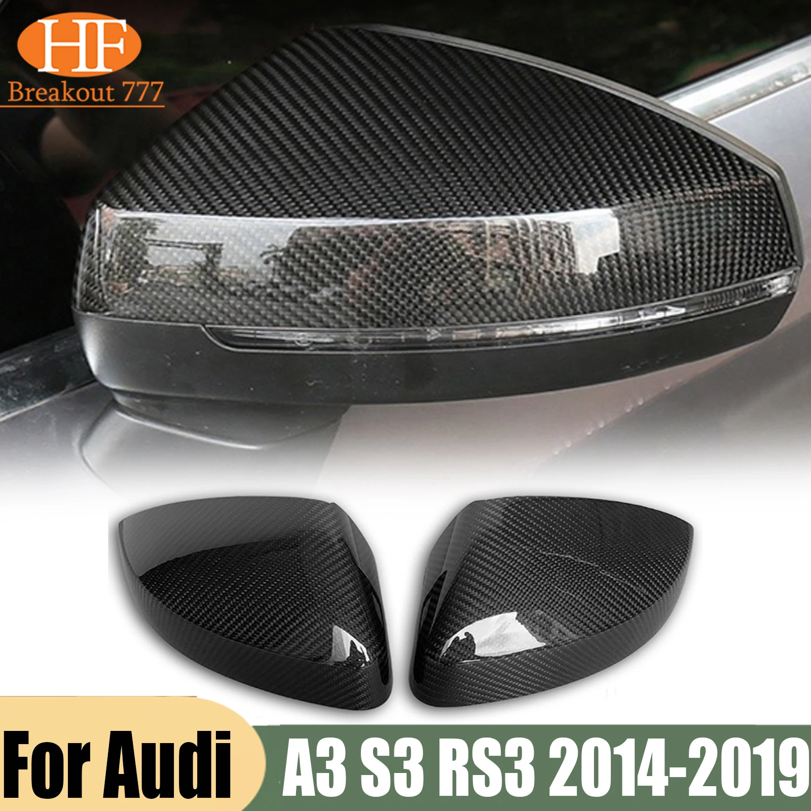 For Audi A3 S3 RS3 2014-2019 real carbon fiber rearview mirror cover