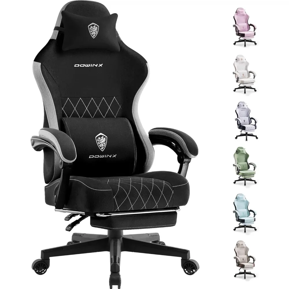 

Fabric gaming chair, ergonomic computer chair with foot pedals and pocket spring cushions, adjustable height