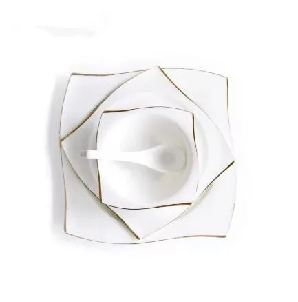 Ceramic Bowl Dish Set, Bone Porcelain Tableware, Creative Phnom Penh Dishes & Platesset, Square Plates, Kitchen Dinnerware