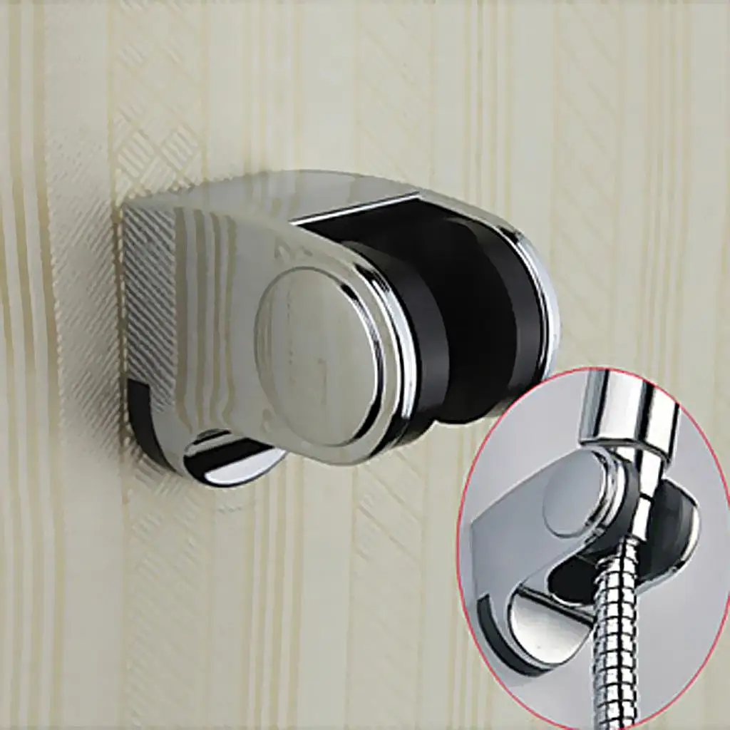 Universal ABS Shower Head Bracket Chrome Finish Wall Mounted Clamp Holder for Bathroom Handheld Sprayer Support