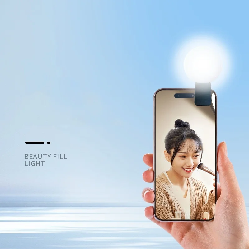 Anillo de luz LED para Selfie para teléfono móvil, portátil, Mini, duradero, práctico, tres torchas de atenuación, círculo, Clip de fotografía, luz de relleno