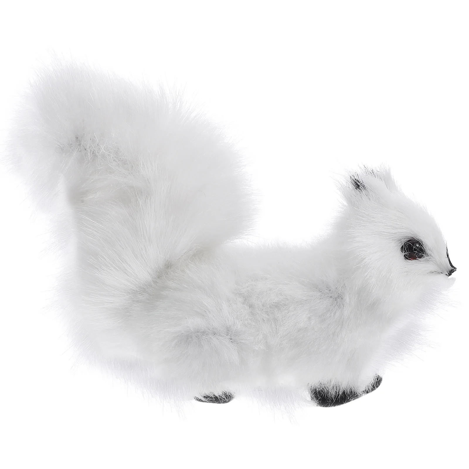 Mini Plush Animals Squirrel Pendant Small Statue Accessories Figurines White Adorable