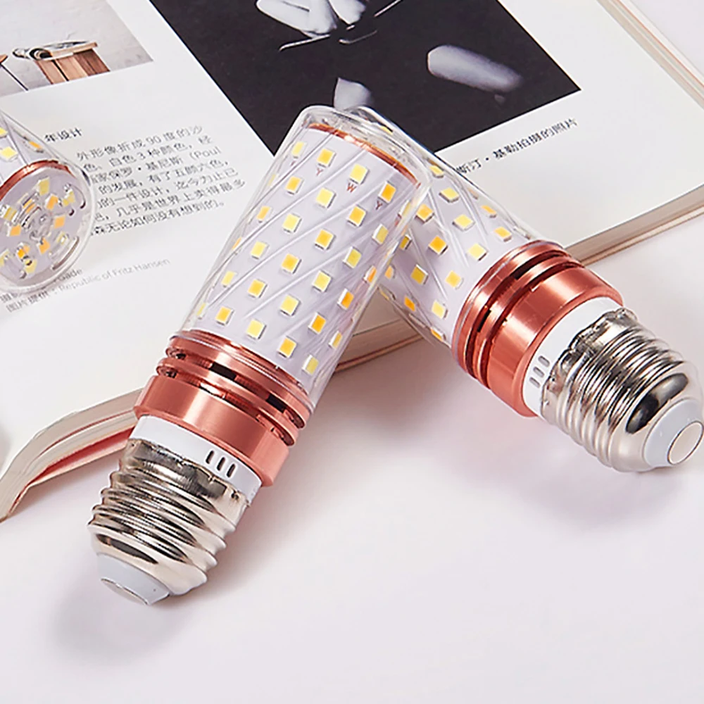 10PCS Hot E27 E14 LED Light 12W 16W 20W Super Bright LED Lamp Tricolor Dimmable Corn Bulb 110V 220V for Home 360Degree Lighting