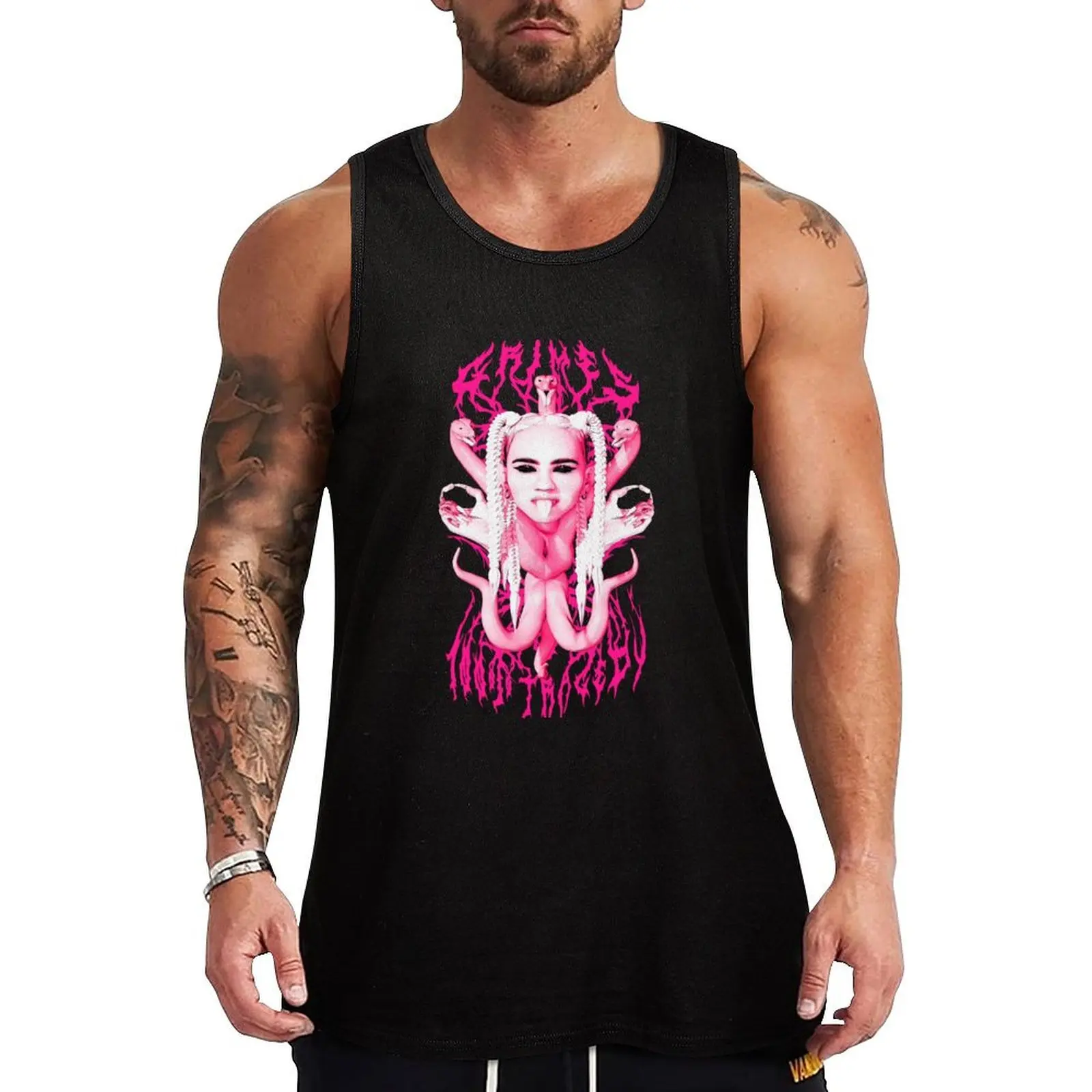 

Grimes 100% Tragedy Tank Top Short sleeve Male clothes gym clothing men