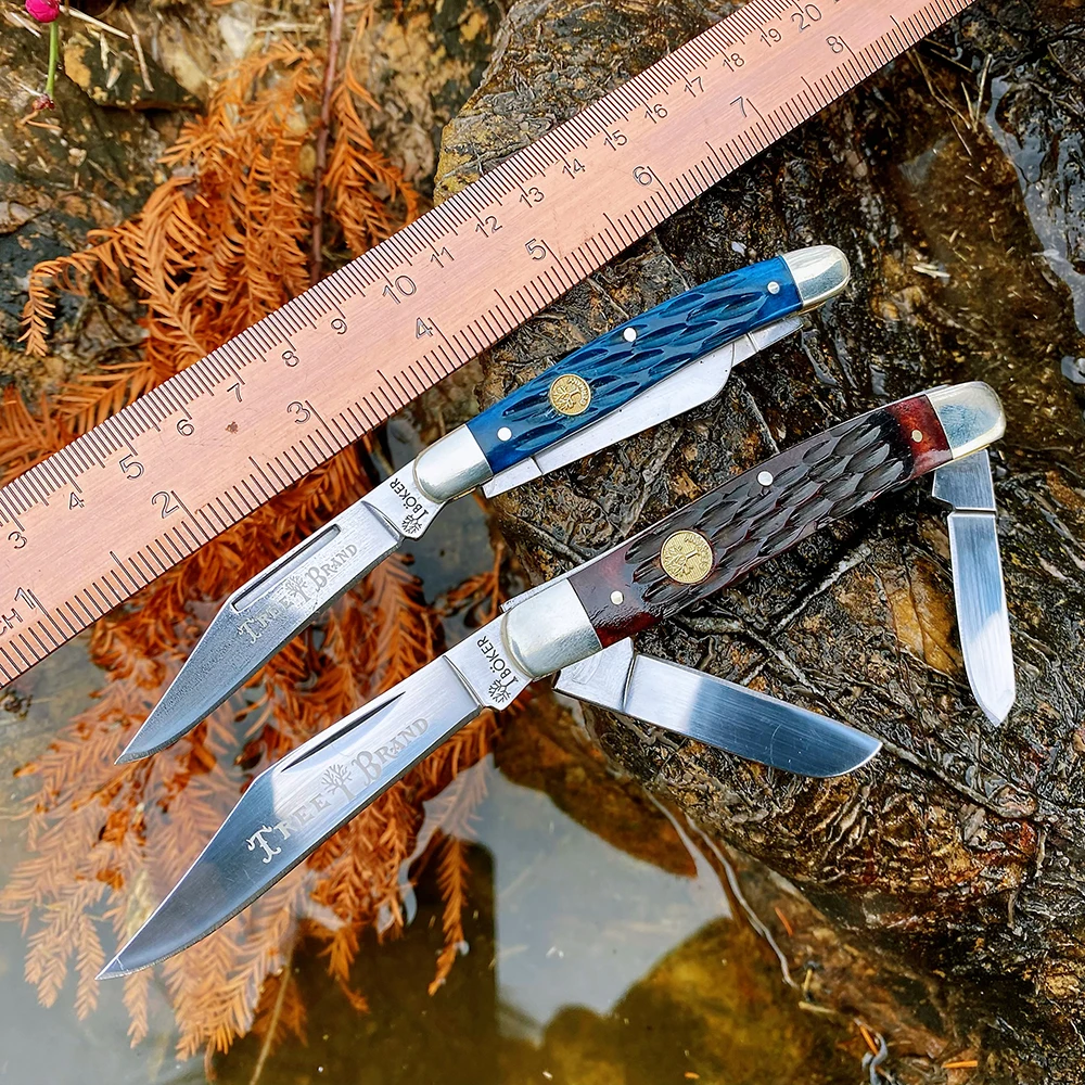 Watchman Knife Trapper Slip Joint Folding  Three Blade Pocket Knives Classic Traditional Hunting Fishing Camping