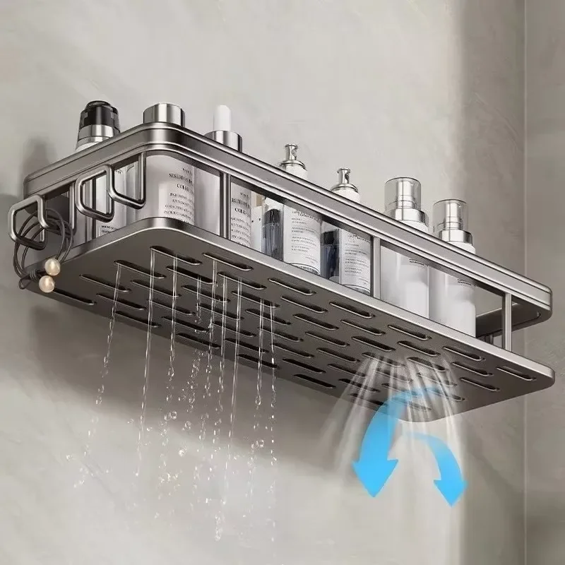 Wall Mounted Bathroom Shelf Organizer Rack Storage Shelves for Toilet Shower Caddy Hair Dryer Holder Hotel Furniture
