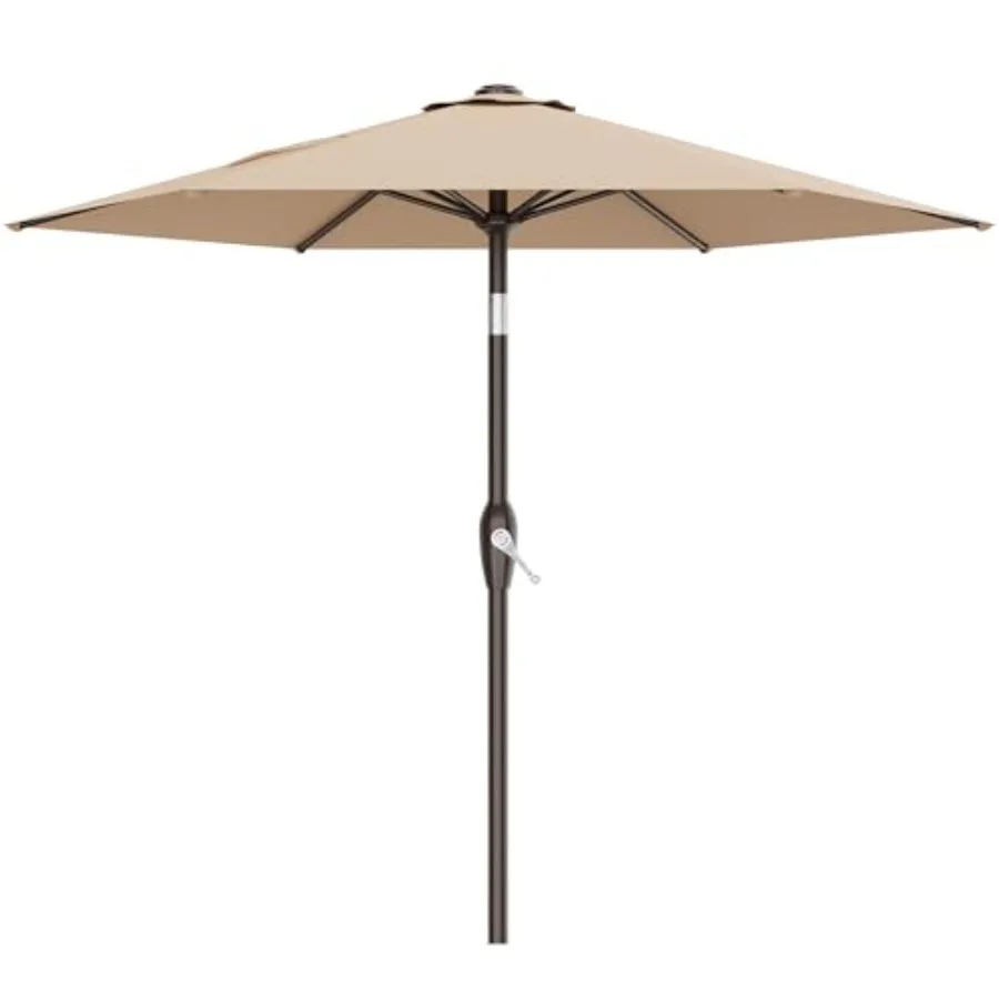 

7.5FT Patio Umbrella Table Market Umbrella with 6 Sturdy Ribs, Button Tilt/Crank, Heavy-Duty Outdoor Umbrellas for Pool, Deck,
