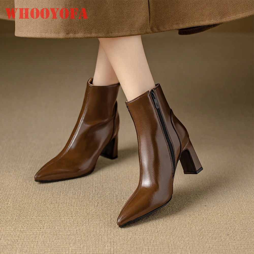 2026 Autumn Sexy Brown Women Ankle Booties Wide Fit High Block Heel Lady Party Shoes Large Small Plus Size 11 32 44 46