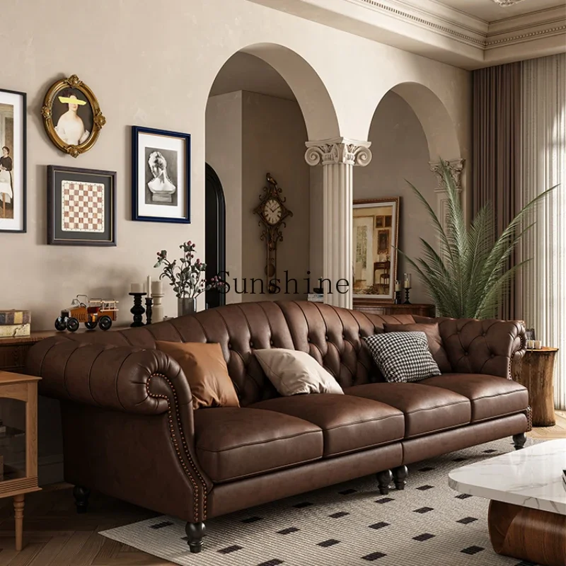 The first floor cowhide small apartment three or four people straight row living room furniture