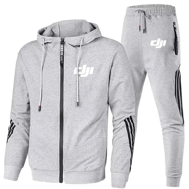 Men's spring and autumn jogging high-quality casual and fashionable two-piece comfortable set, pilot fitness hooded sportswear,