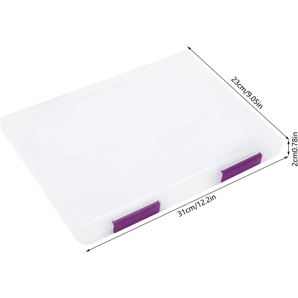 12個 A4ファイルボックス プラスチックドキュメントストレージケース スクラップブック紙ストレージコンテナ マガジンファイルホルダー バックル付き (パープル)