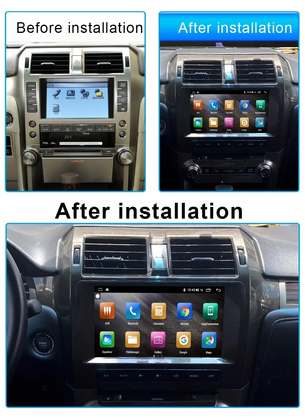 8+128GB Android 13 CarPlay AutoRadio For Lexus GX400 GX460 2010-20120 Car Radio Multimedia Auto DVD Player Navigation Stereo GPS