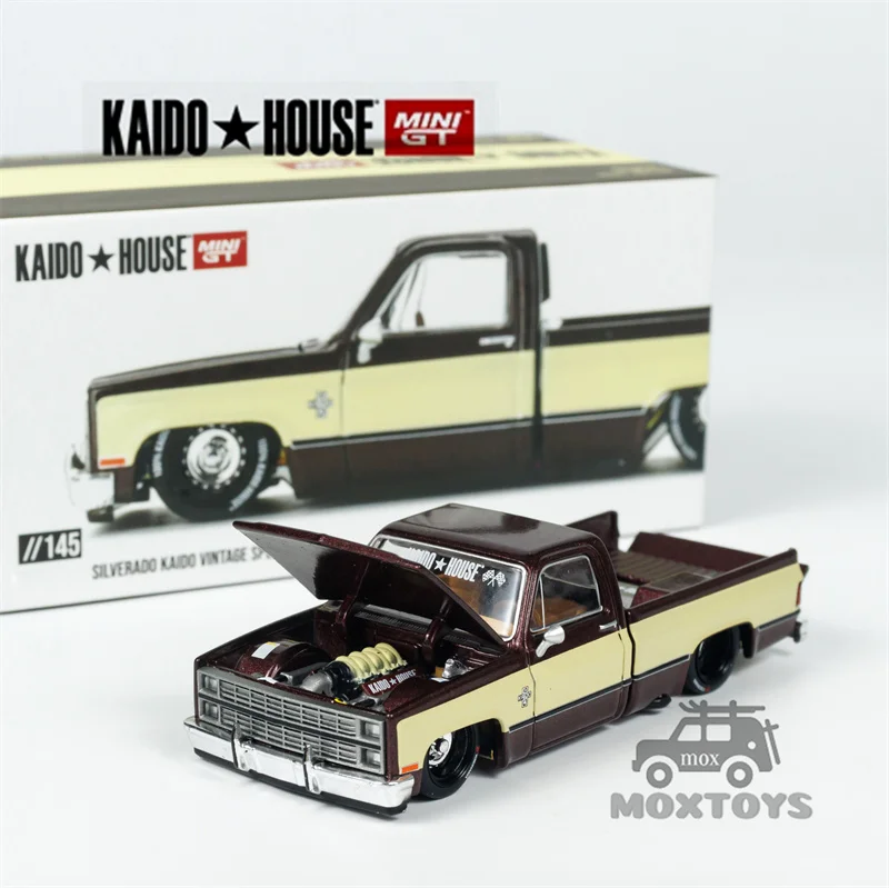 Kaido House x MINI GT 1:64 Silverado KAIDO Vintage Spec V1 Black Diecast Model Car