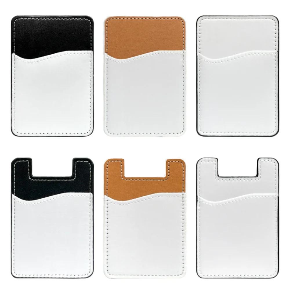 Wholesale PU Leather Phone Back Sticker Card Cover Sublimation Blank Phone Sticker Spot Card For Heat Transfer Print