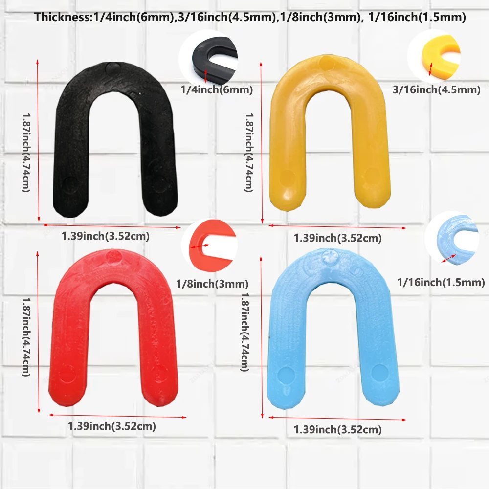 200Pcs New Plastic Shims Wedge Reusable Horseshoe U Shaped Tile Spacers Ceramic Leveling System Leveling Floor Wall Tile Gap