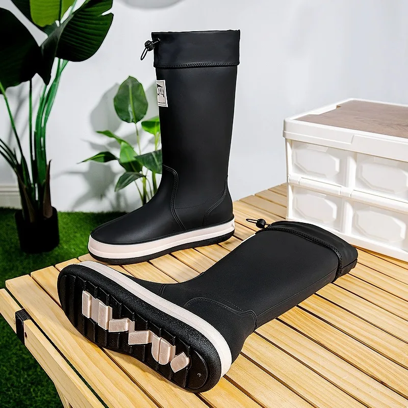 Men's High-Tube Rain Boots Fall Fishing Waterproof Non-Slip Kitchen Work Labor Protection Rubber Shoes Delivery Rider Water S...