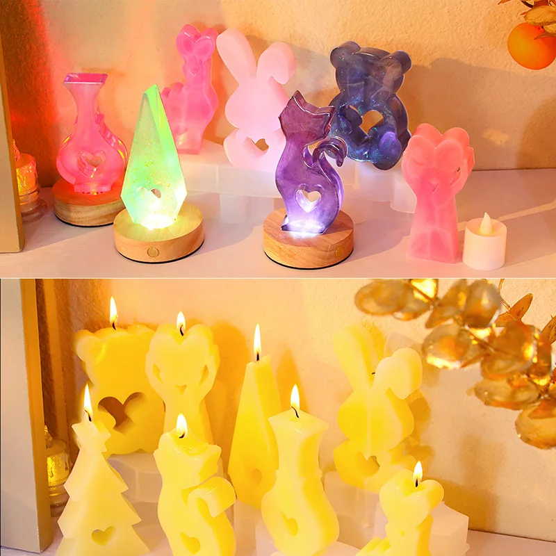 Easter Animal Candle Silicone Mold Resin Mold Rabbit Cat Bear Soap Aromatherapy Mold DIY Ornaments Gypsum Home Decoration Crafts