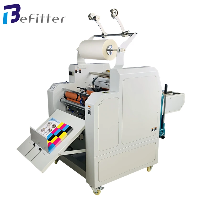 H-520MFA Belt Feeding Hydraulic Roll Laminating Machine With Hot Foil Function 520mm Single Side Thermal Laminator Auto Slit