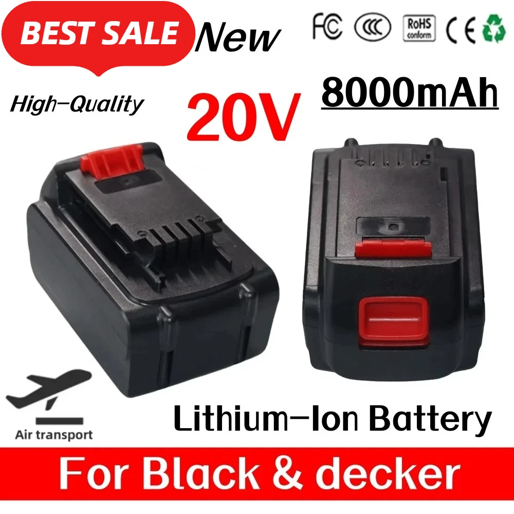 

20V 8000mAh lithium-ion charging, battery suitable for black and DECKER LB20 LBX20 LBXR20 power tool replacement