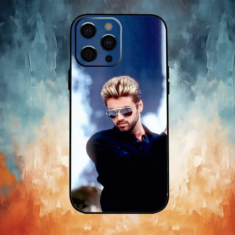 حافظة هاتف G-George M-Michael لهاتف iPhone17,16,15,14,13,12,11 Plus، Pro Max غطاء أسود ناعم #6